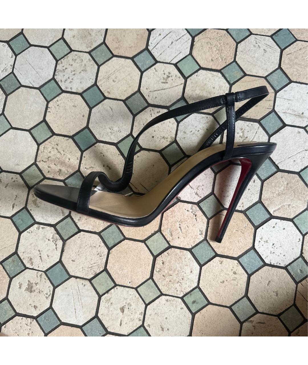 CHRISTIAN LOUBOUTIN Черные кожаные босоножки, фото 4