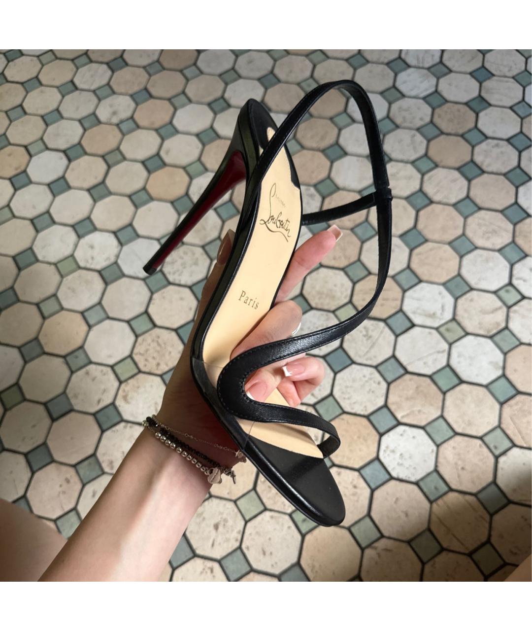 CHRISTIAN LOUBOUTIN Черные кожаные босоножки, фото 5