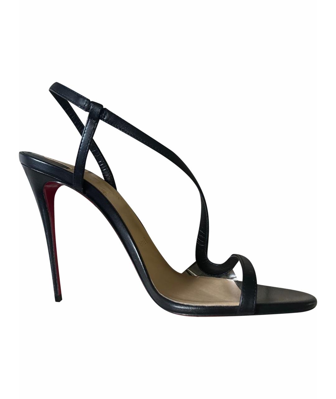 CHRISTIAN LOUBOUTIN Черные кожаные босоножки, фото 1