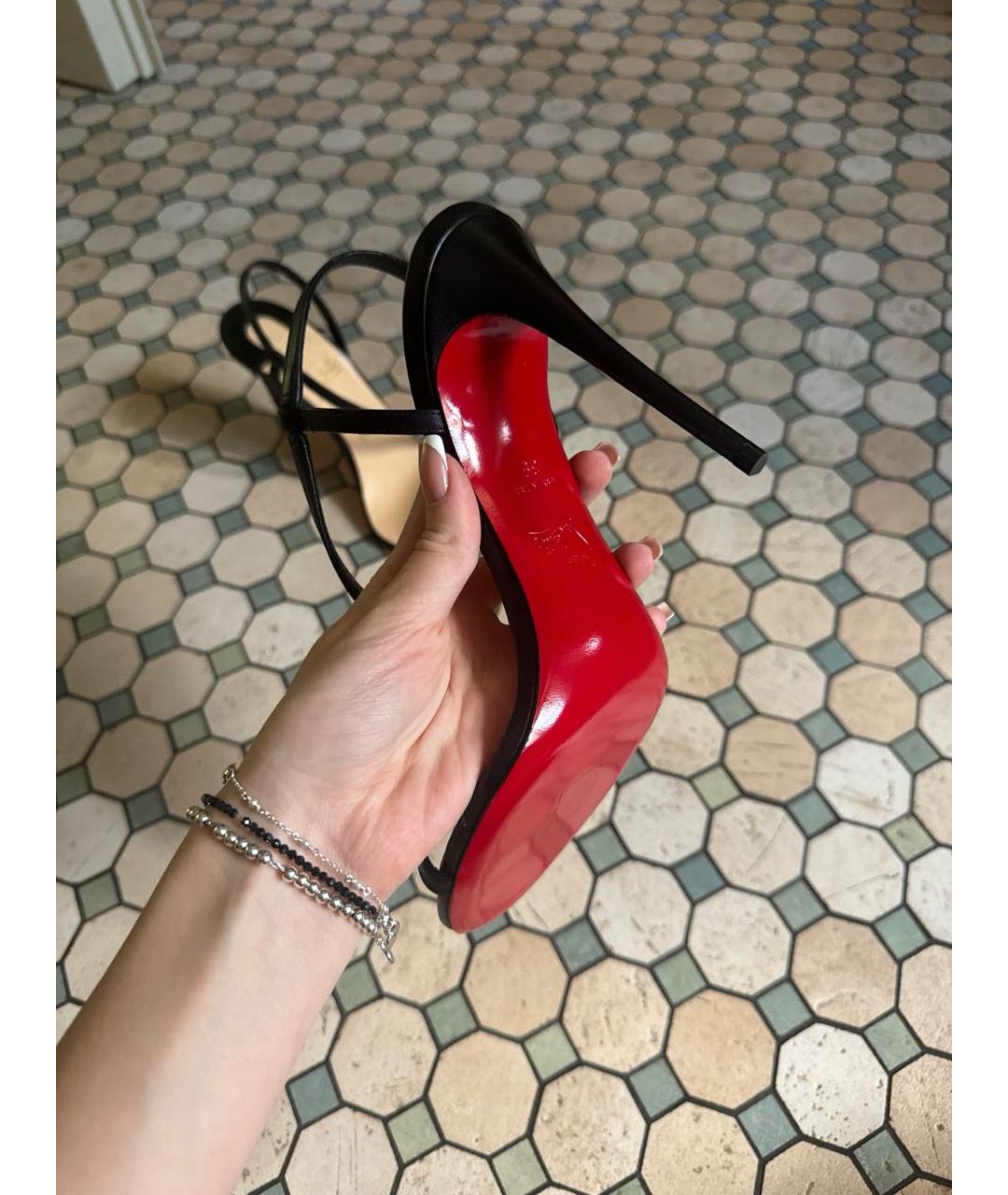 CHRISTIAN LOUBOUTIN Черные кожаные босоножки, фото 3