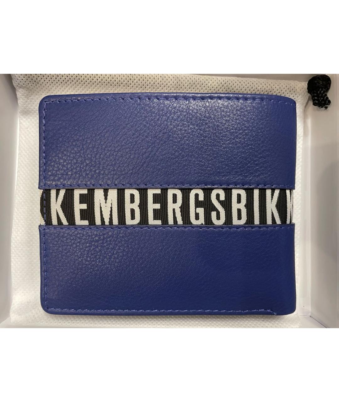 BIKKEMBERGS Синий кожаный кошелек, фото 2