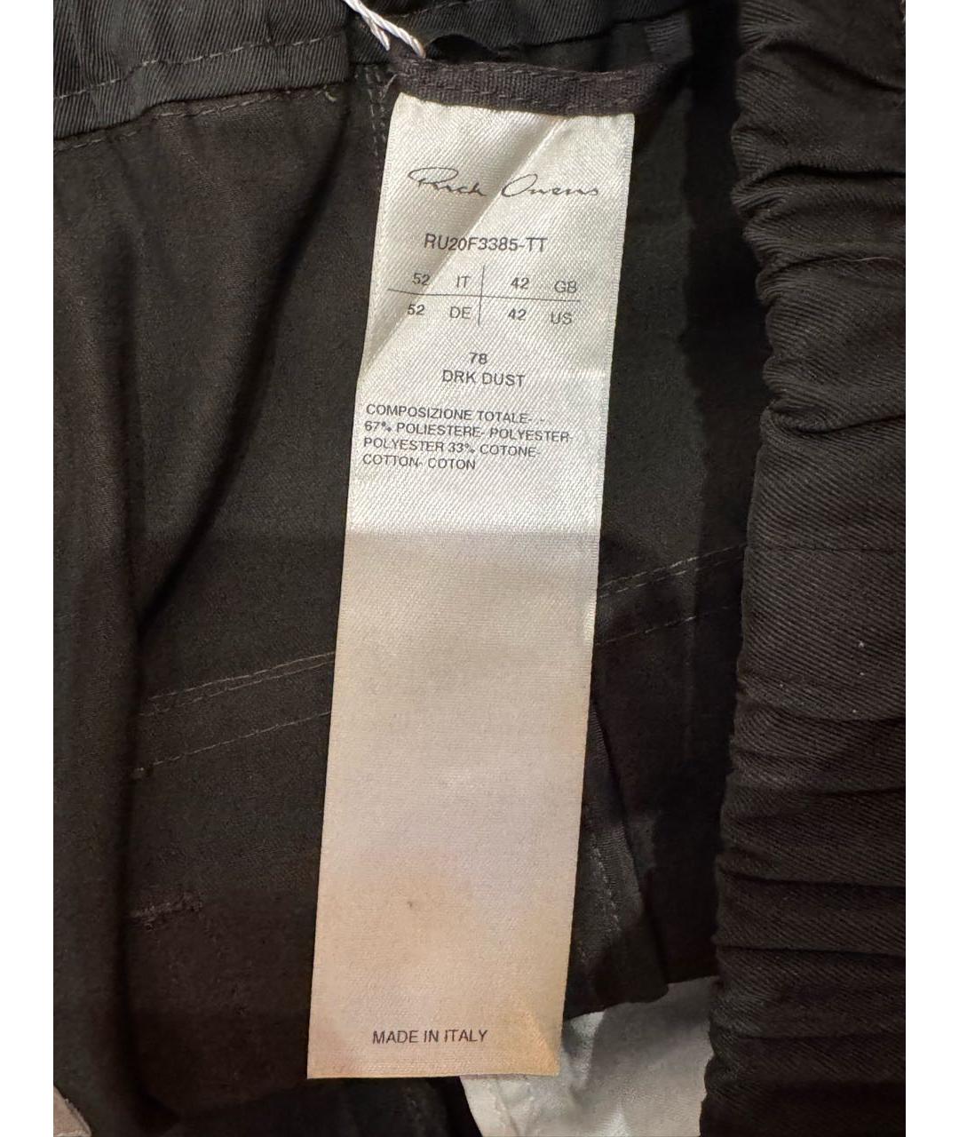 RICK OWENS Серые полиэстеровые повседневные брюки, фото 6