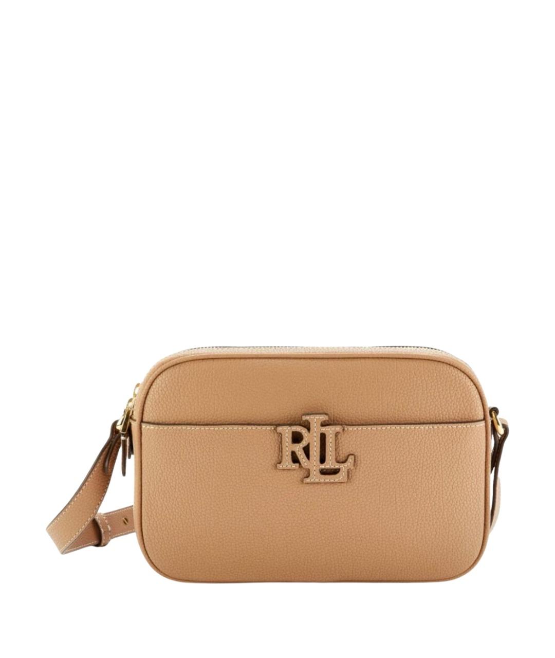 RALPH LAUREN Бежевая кожаная сумка через плечо, фото 1