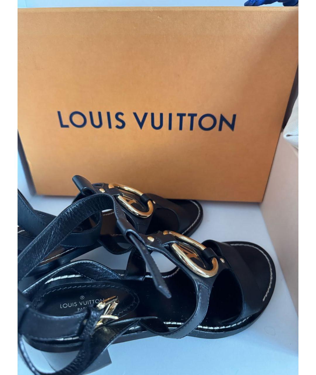 LOUIS VUITTON Черные кожаные сандалии, фото 7
