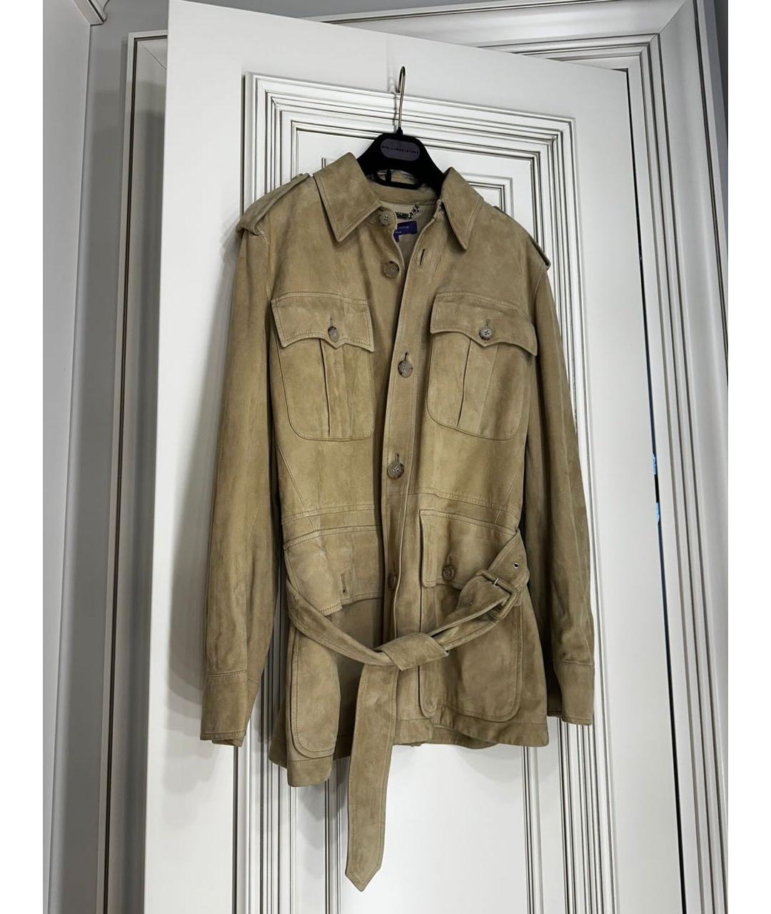 RALPH LAUREN PURPLE LABEL Бежевая замшевая куртка, фото 4