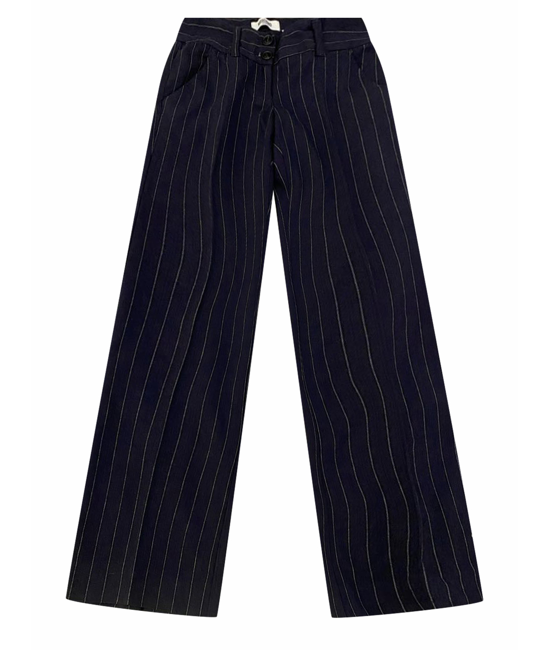 LOVE MOSCHINO Темно-синие шерстяные прямые брюки, фото 1