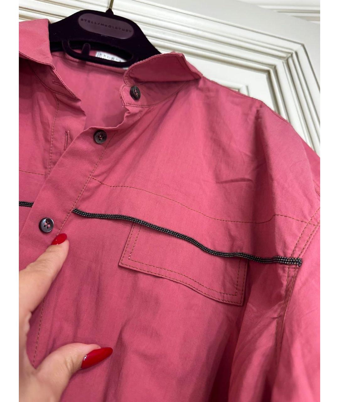 BRUNELLO CUCINELLI Бордовое хлопковое повседневное платье, фото 4