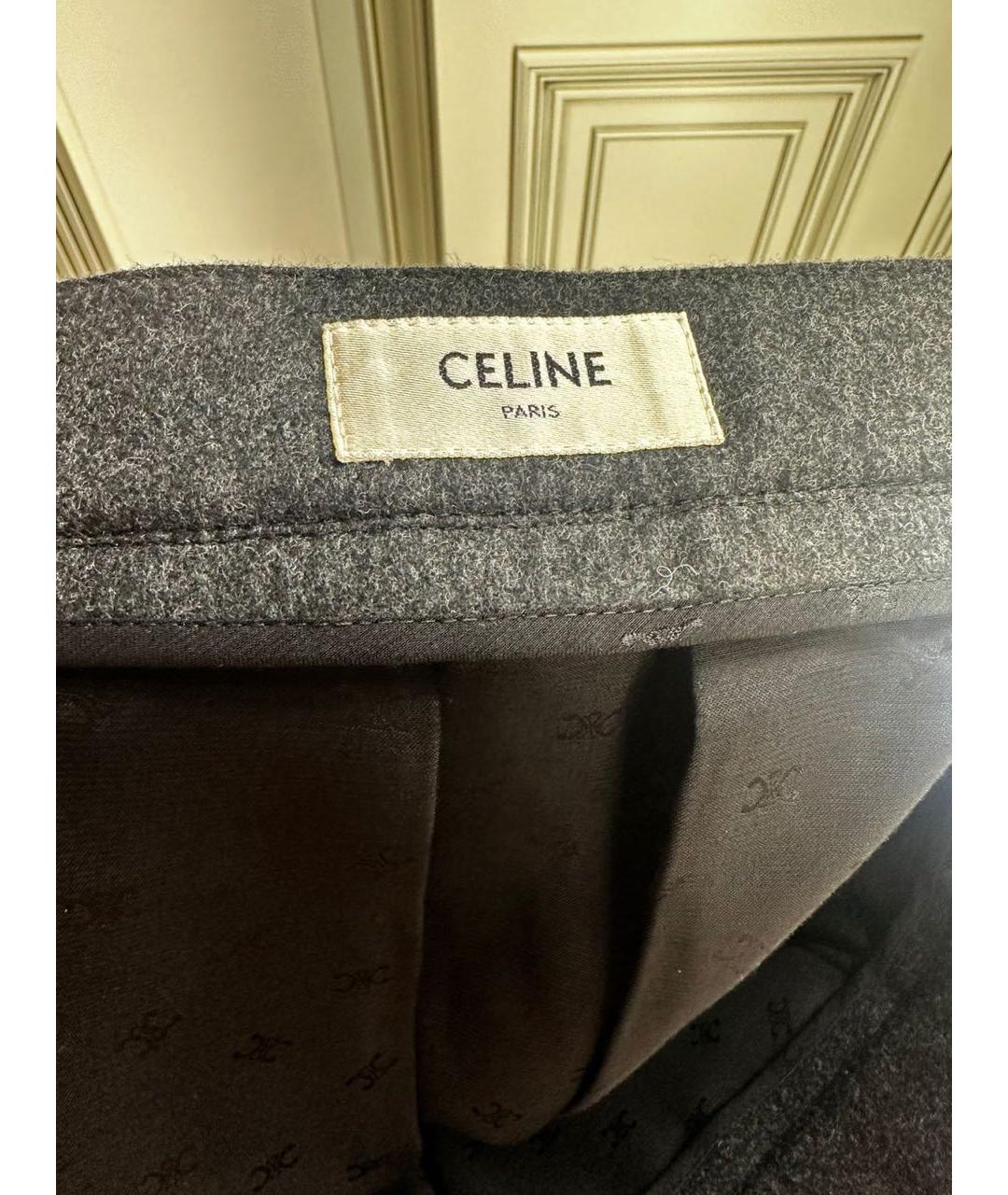 CELINE Серая шерстяная юбка миди, фото 3