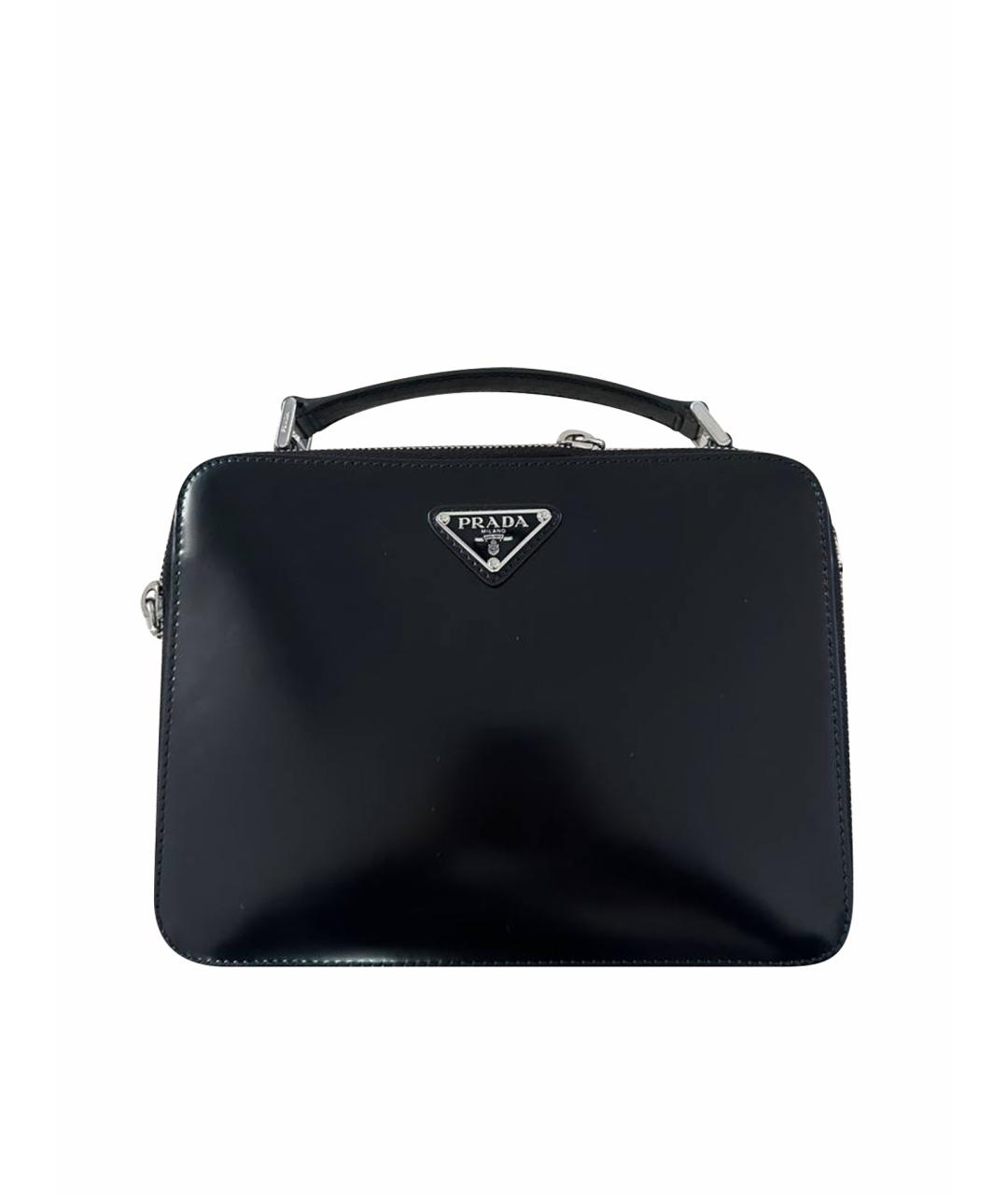 PRADA Черная барсетка из лакированной кожи, фото 1