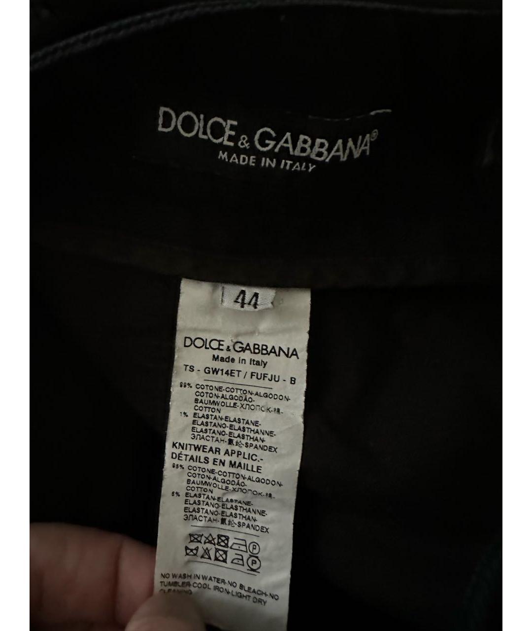 DOLCE&GABBANA Черные хлопковые повседневные брюки, фото 4