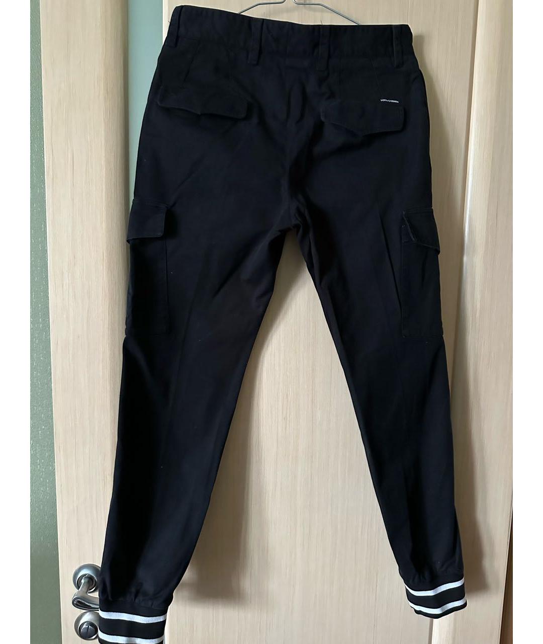 DOLCE&GABBANA Черные хлопковые повседневные брюки, фото 2