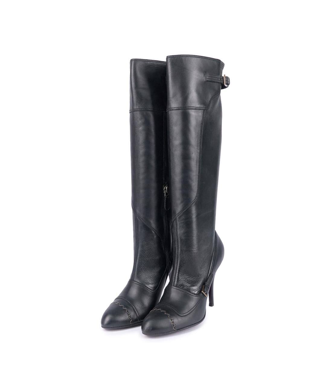 FERRAGAMO Черные кожаные сапоги, фото 2