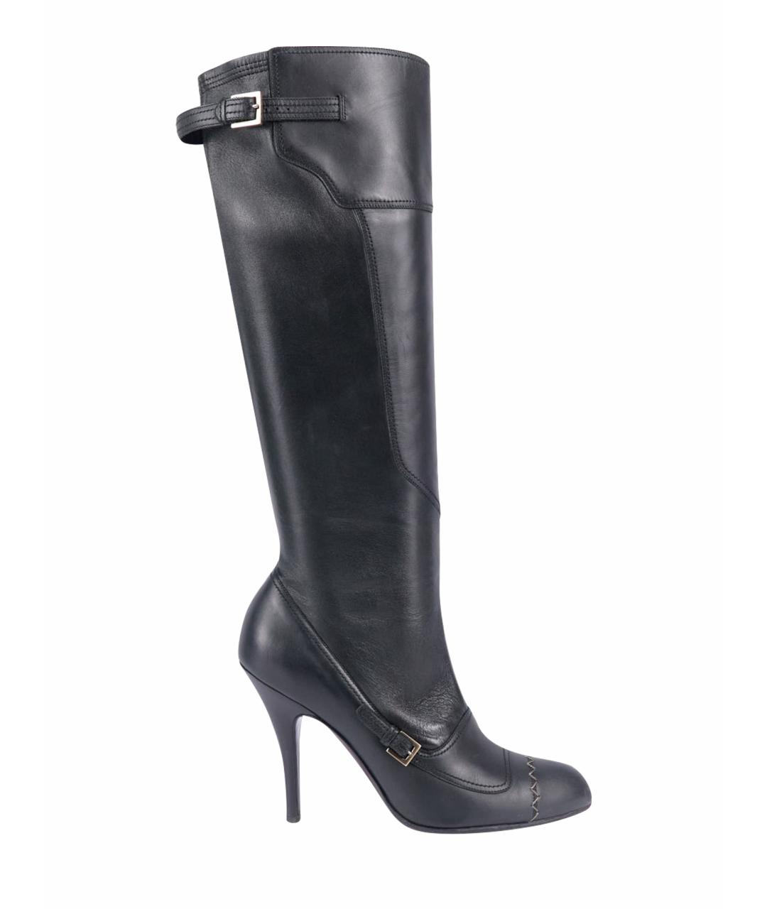 FERRAGAMO Черные кожаные сапоги, фото 1