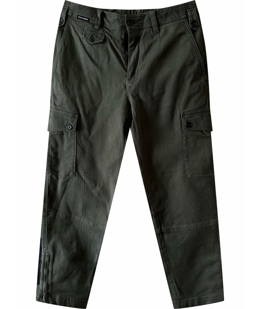 DOLCE&GABBANA Хаки хлопковые повседневные брюки, фото 1