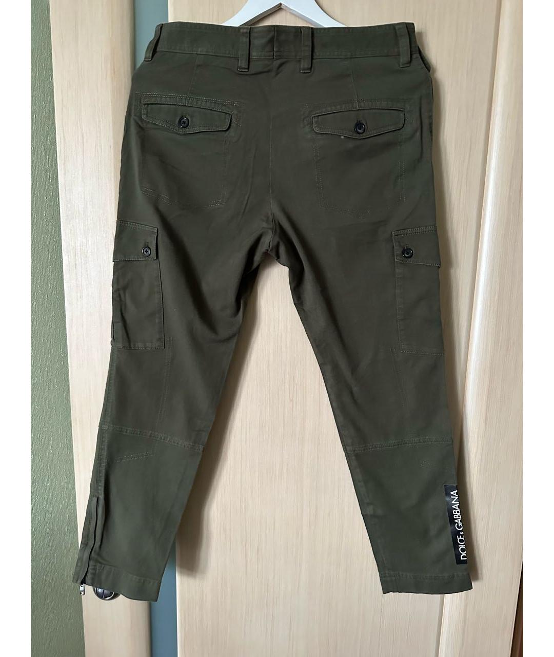 DOLCE&GABBANA Хаки хлопковые повседневные брюки, фото 2