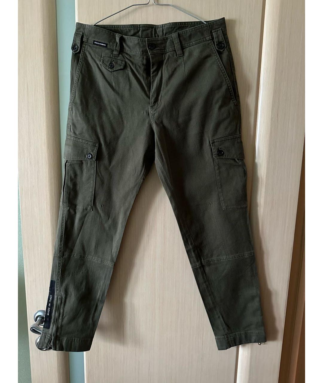 DOLCE&GABBANA Хаки хлопковые повседневные брюки, фото 5