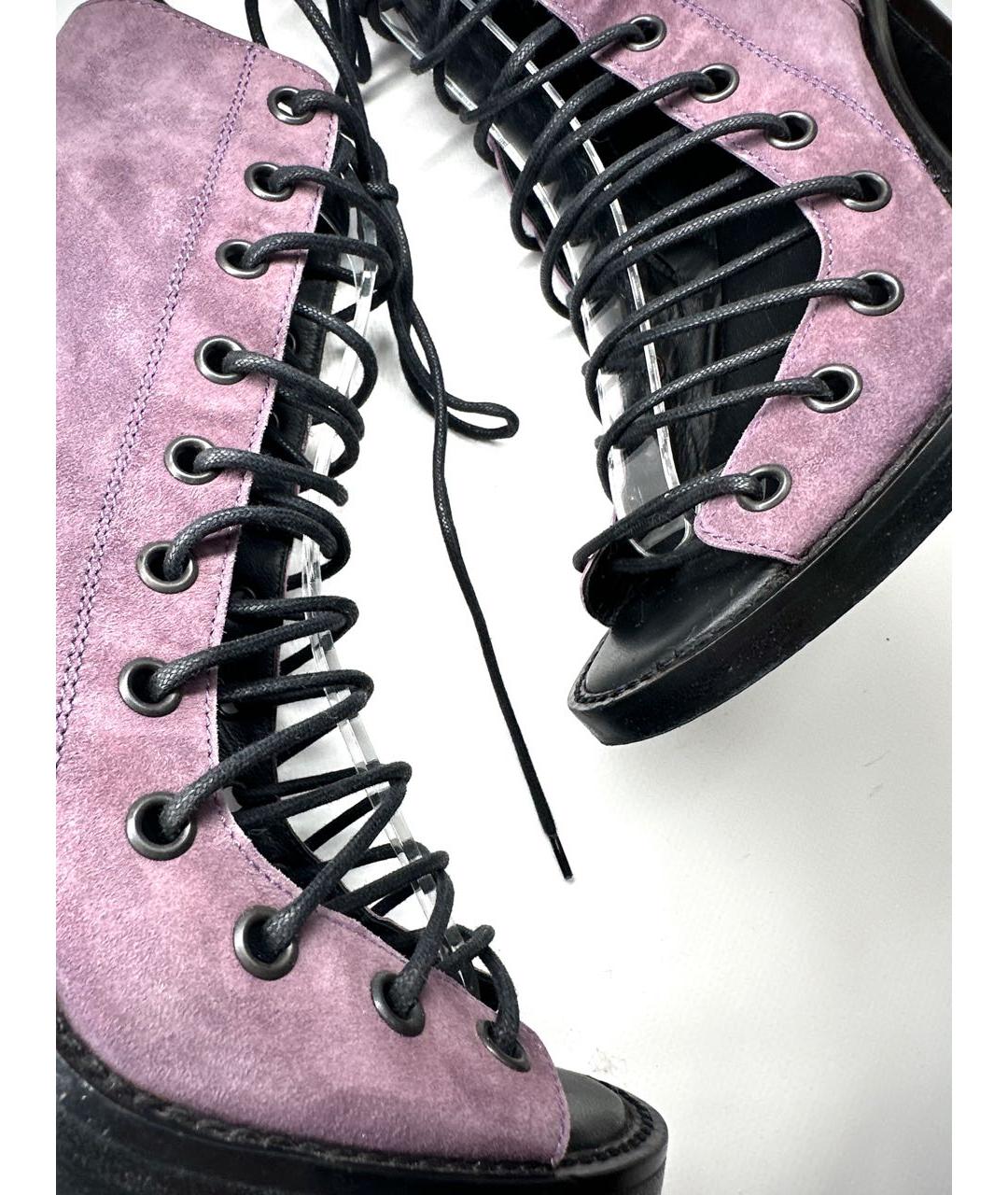 ANN DEMEULEMEESTER Фиолетовые замшевые туфли, фото 4
