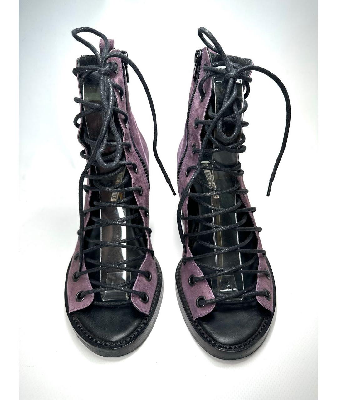 ANN DEMEULEMEESTER Фиолетовые замшевые туфли, фото 5