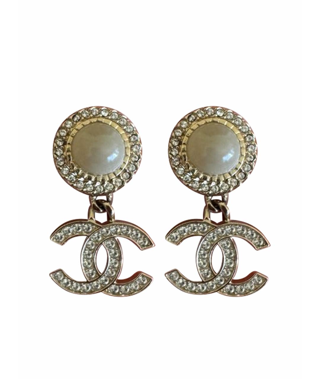 CHANEL Золотые металлические серьги, фото 1