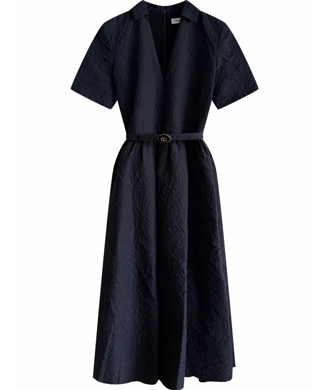 CHRISTIAN DIOR Темно-синее хлопковое вечернее платье, фото 1