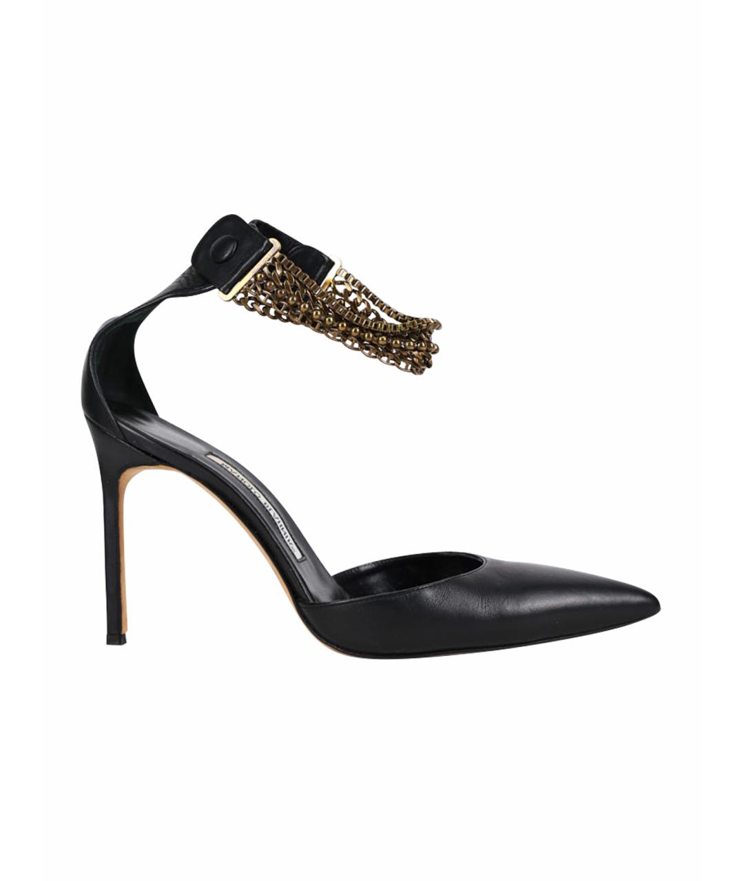 MANOLO BLAHNIK Черные кожаные туфли, фото 1