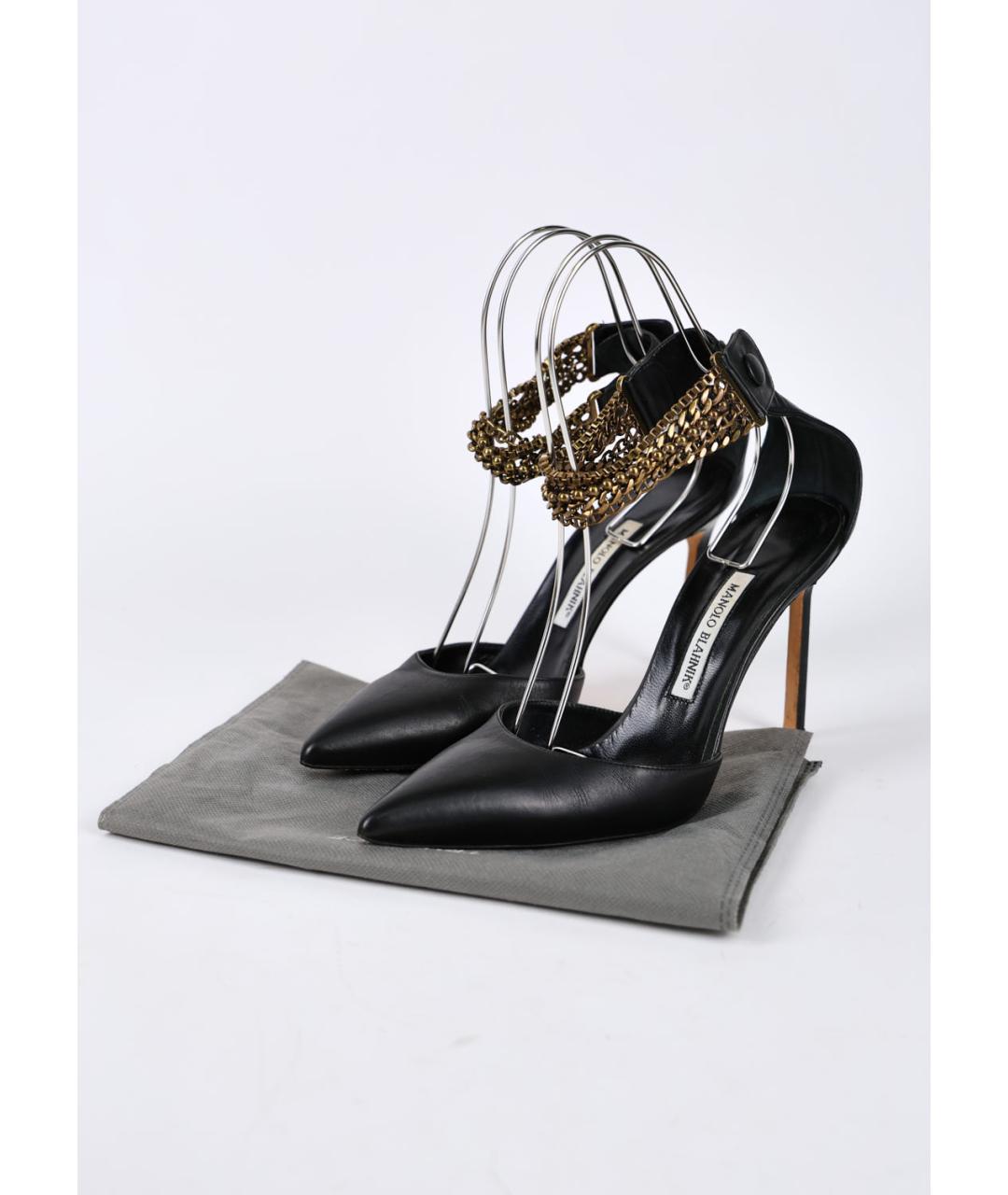 MANOLO BLAHNIK Черные кожаные туфли, фото 6