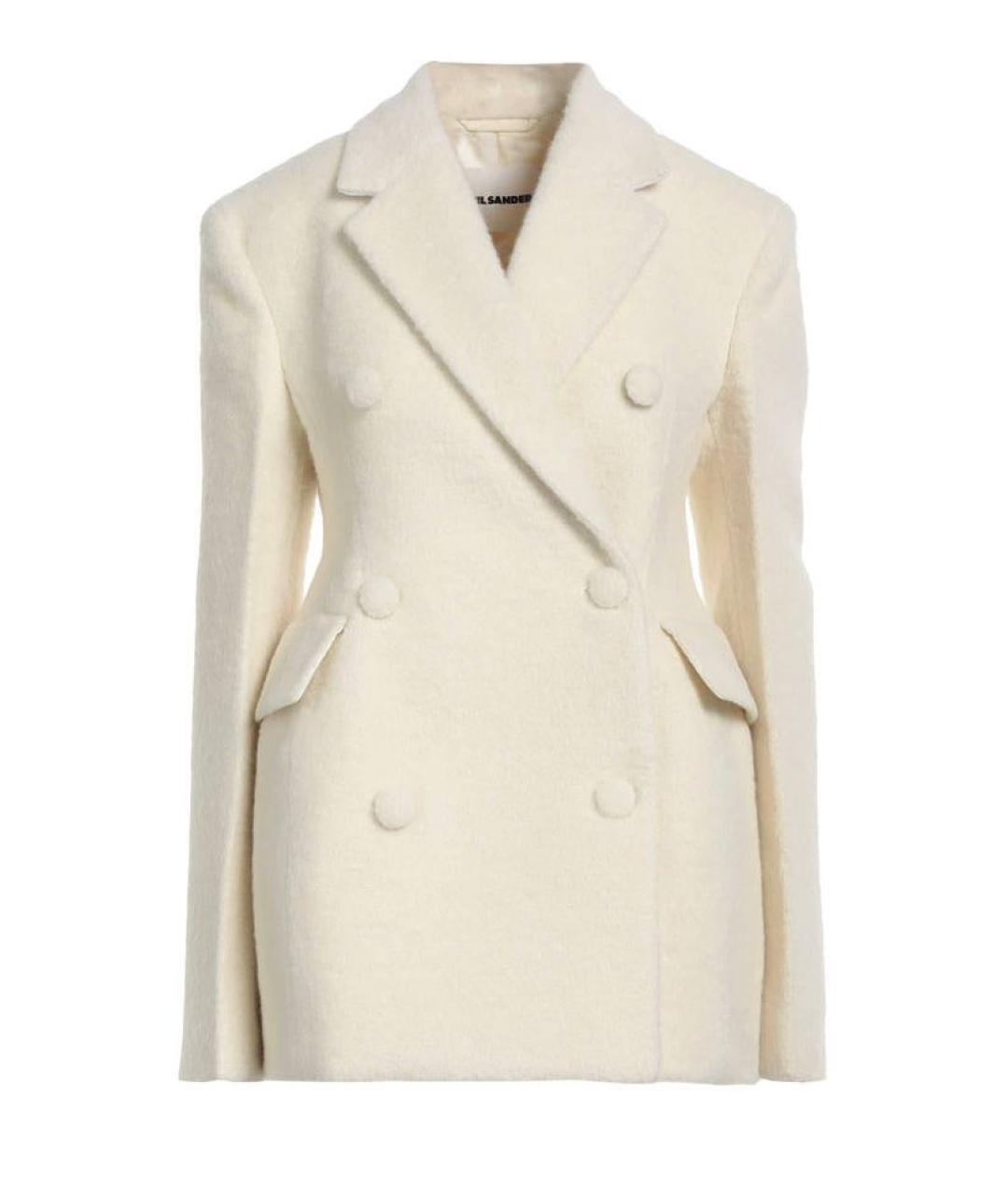 JIL SANDER Белое шерстяное пальто, фото 1