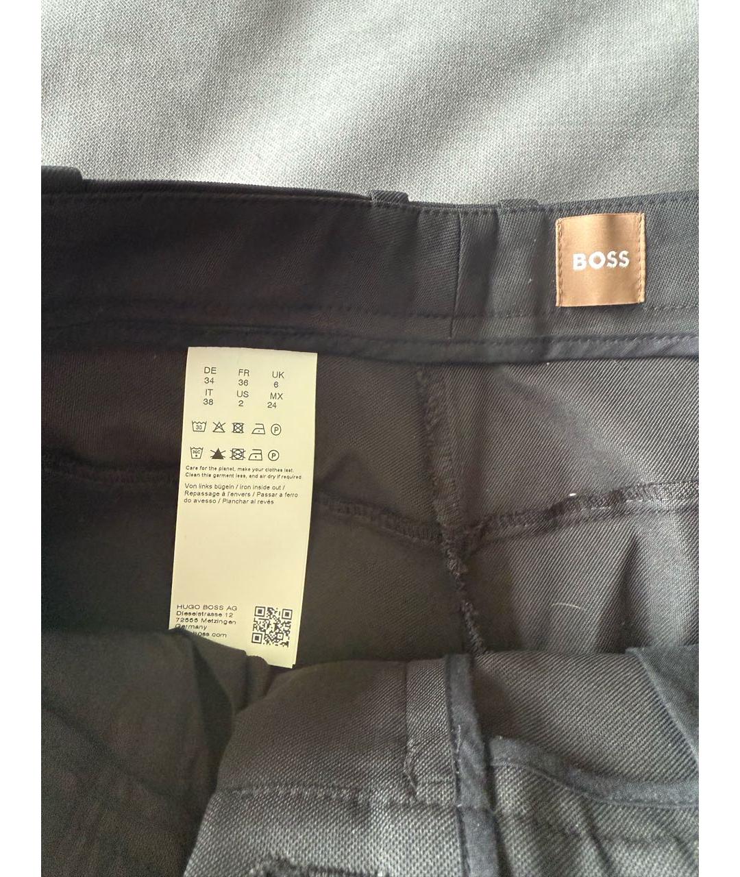 HUGO BOSS Черные полиэстеровые брюки узкие, фото 5