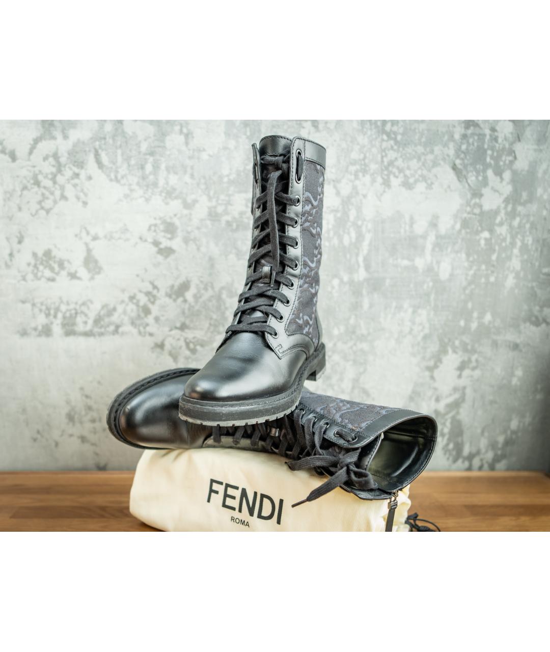 FENDI Черные кожаные ботинки, фото 6