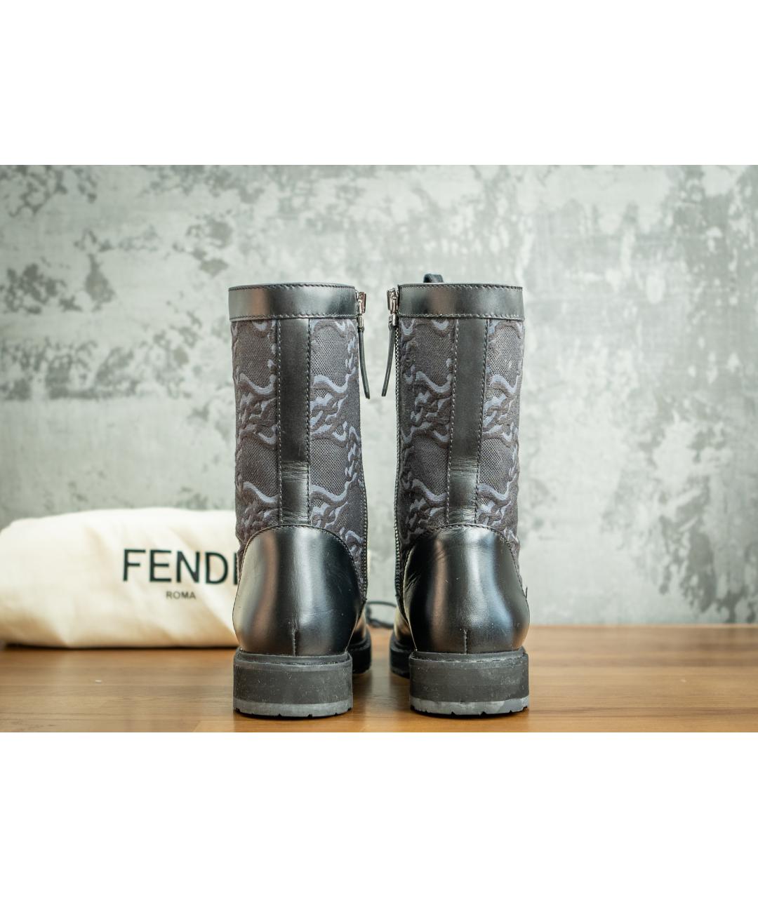 FENDI Черные кожаные ботинки, фото 4