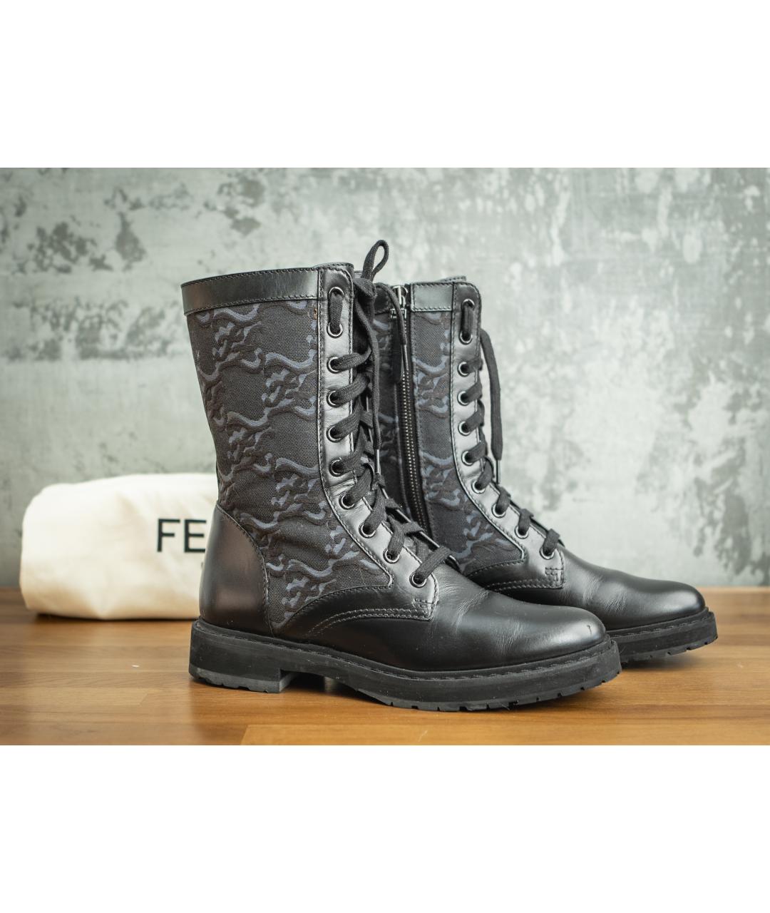 FENDI Черные кожаные ботинки, фото 8