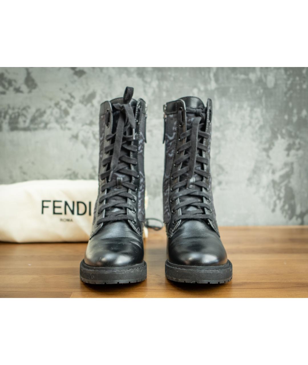 FENDI Черные кожаные ботинки, фото 2