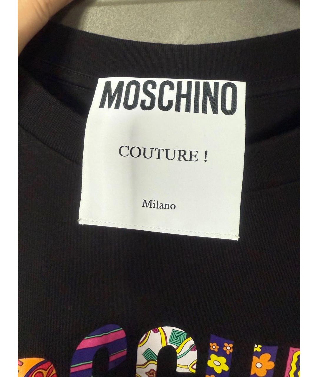 MOSCHINO Черная хлопковая футболка, фото 2