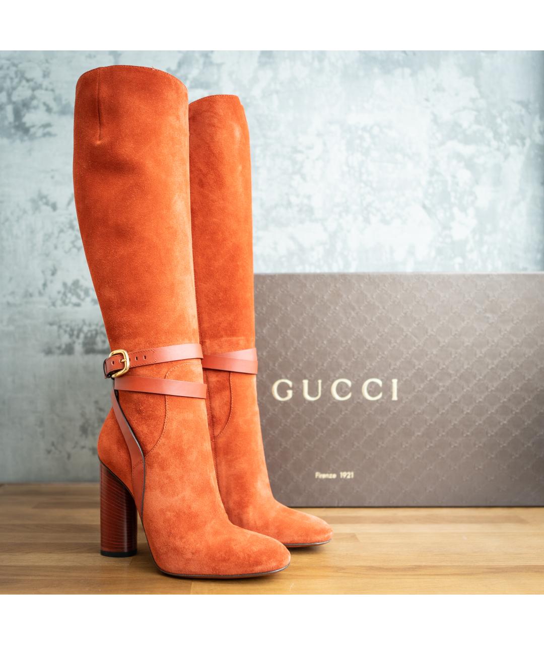 GUCCI Коричневые замшевые сапоги, фото 6