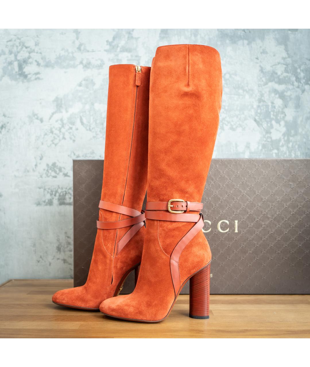 GUCCI Коричневые замшевые сапоги, фото 3