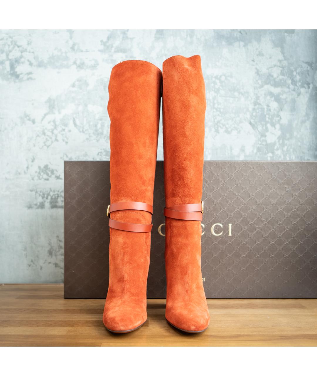 GUCCI Коричневые замшевые сапоги, фото 2