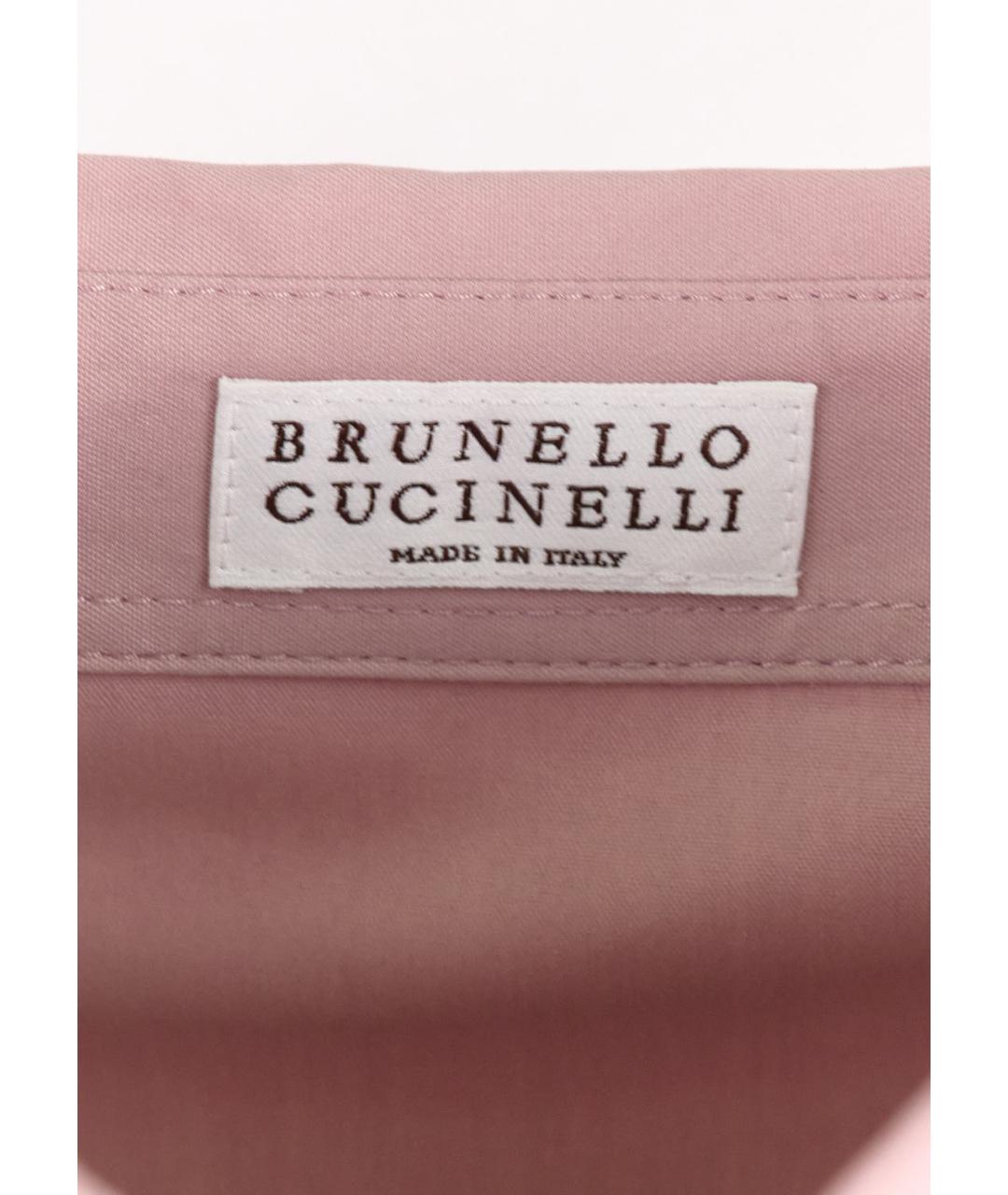 BRUNELLO CUCINELLI Розовая хлопковая рубашка, фото 4