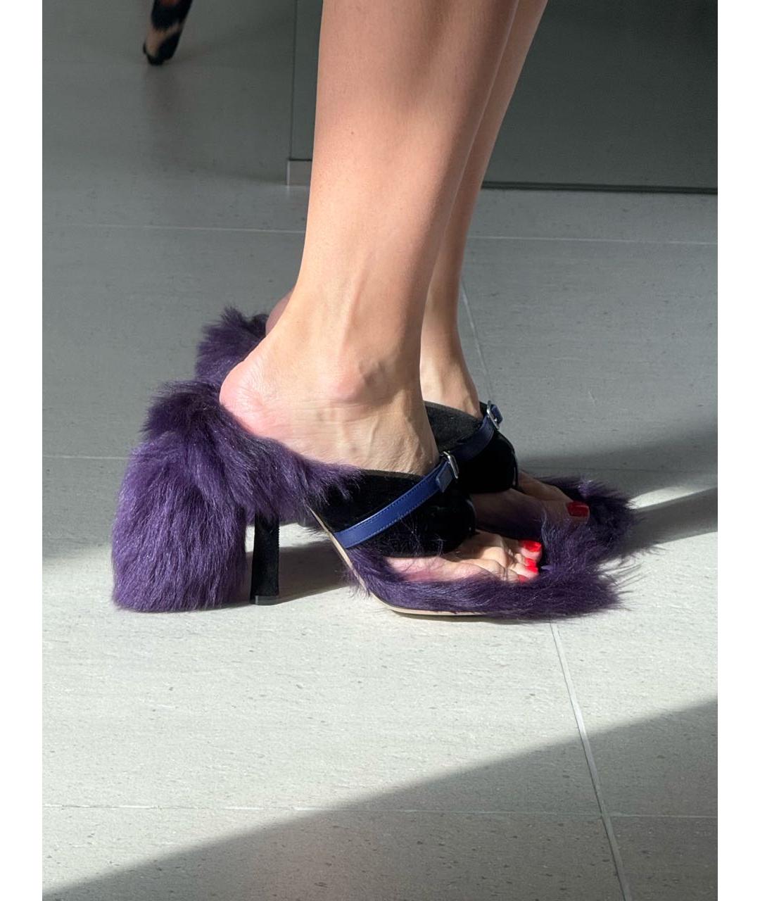 BURBERRY Фиолетовые кожаные босоножки, фото 2