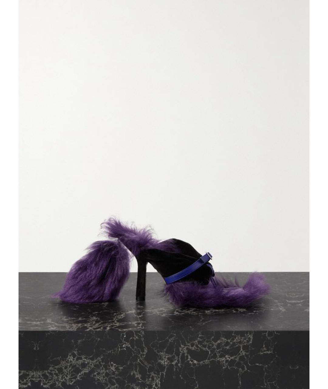 BURBERRY Фиолетовые кожаные босоножки, фото 5