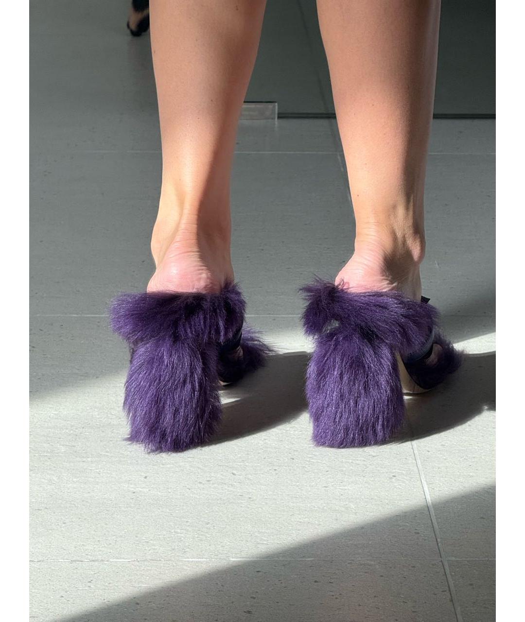 BURBERRY Фиолетовые кожаные босоножки, фото 3