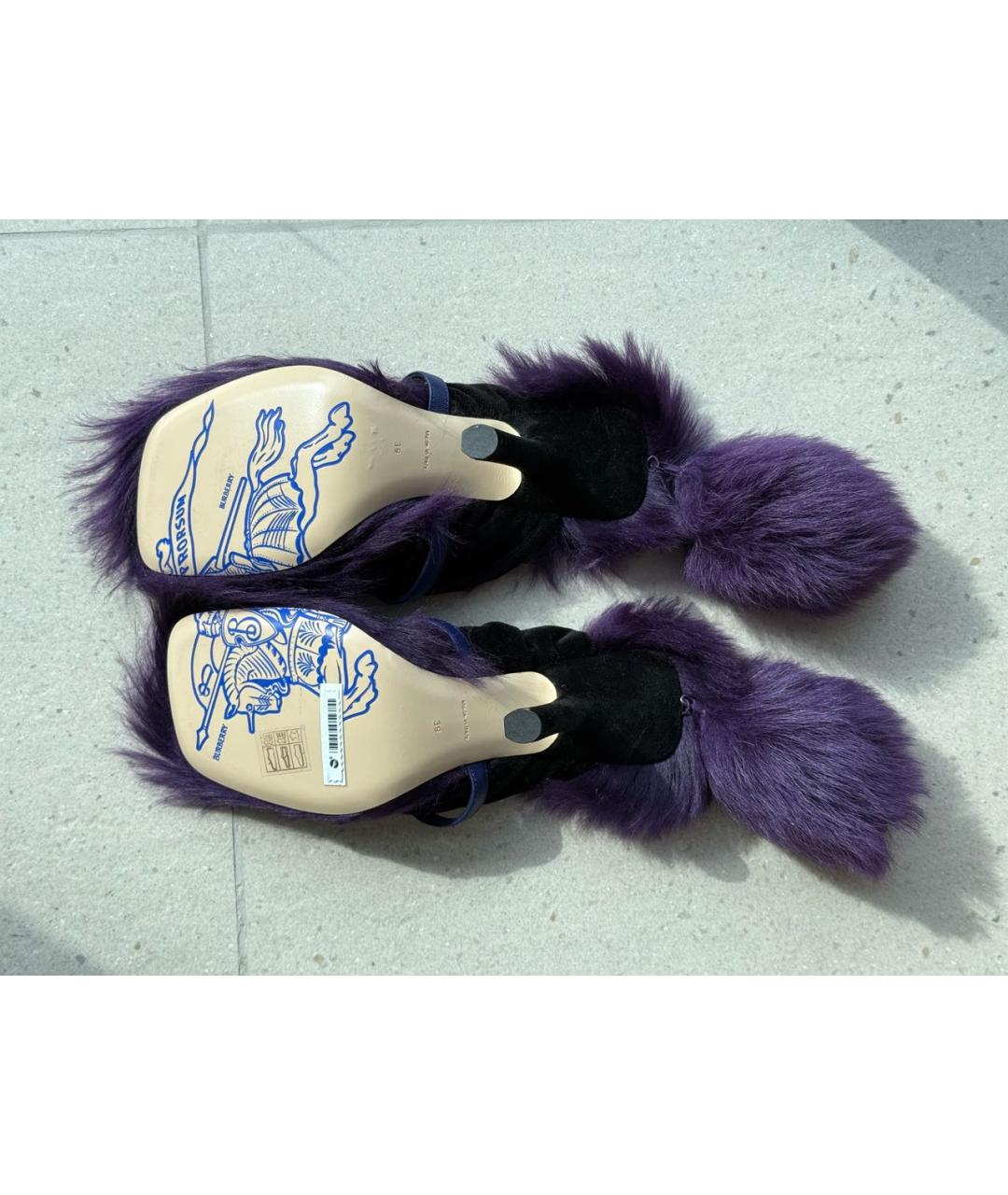 BURBERRY Фиолетовые кожаные босоножки, фото 4