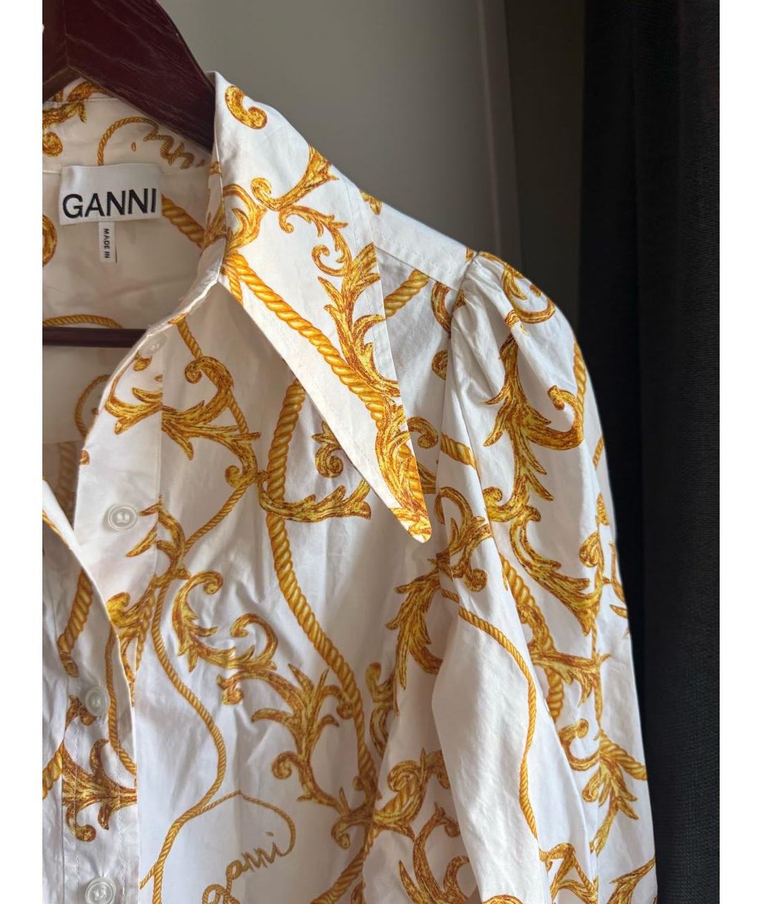 GANNI Белая хлопковая рубашка, фото 4