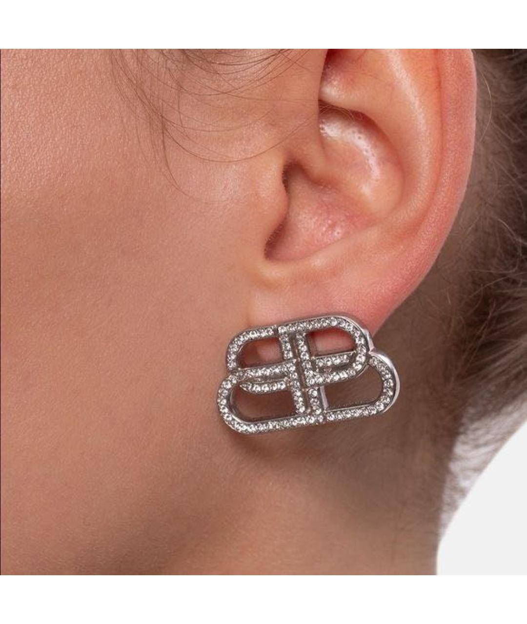 BALENCIAGA Серебряные металлические серьги, фото 4