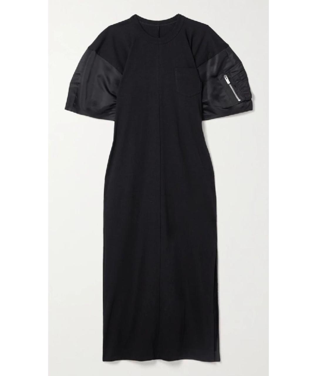 SACAI Черное хлопковое повседневное платье, фото 9