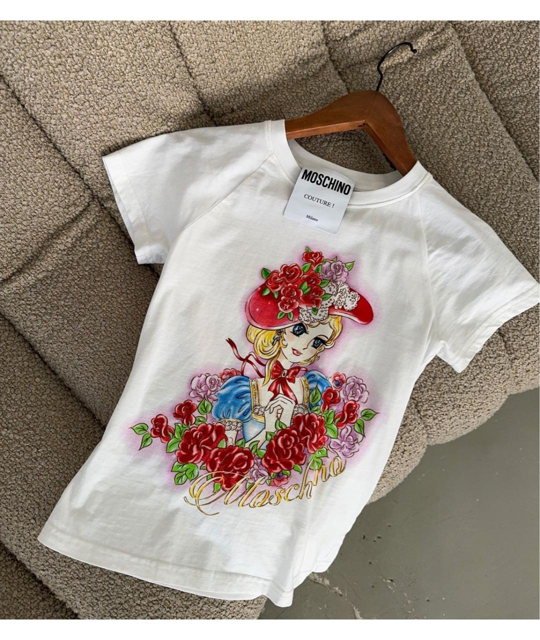 MOSCHINO Белая хлопковая футболка, фото 4