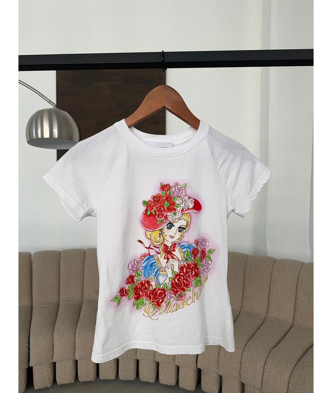 MOSCHINO Белая хлопковая футболка, фото 5