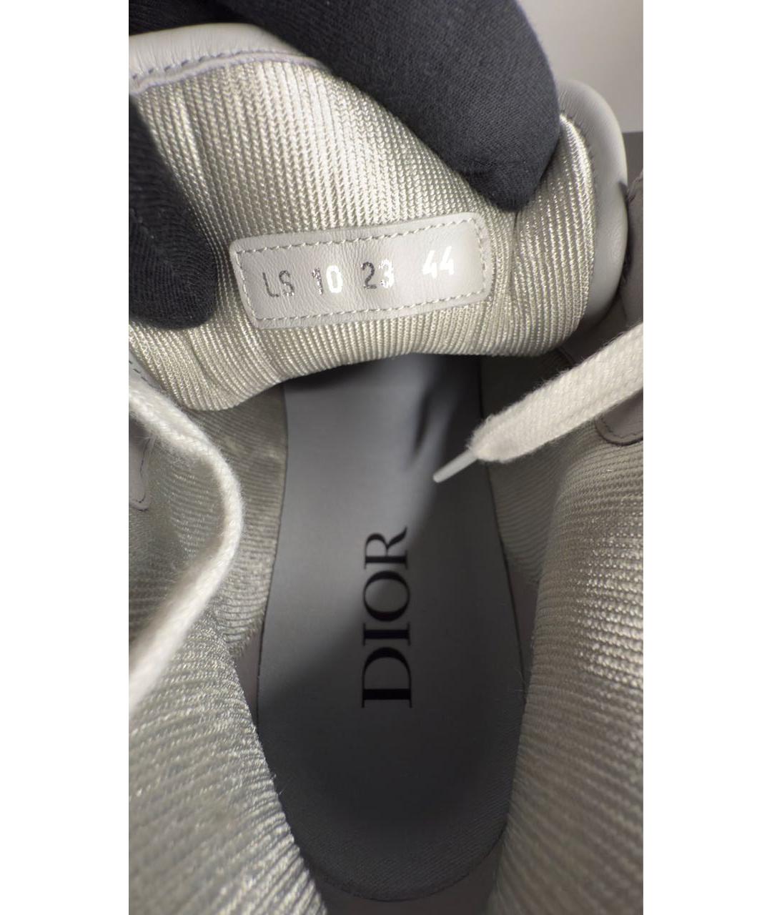 CHRISTIAN DIOR Серые кожаные высокие кроссовки / кеды, фото 8