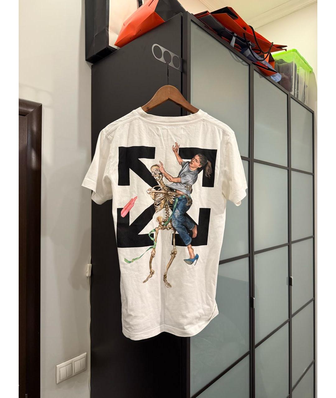 OFF-WHITE Белая хлопковая футболка, фото 2