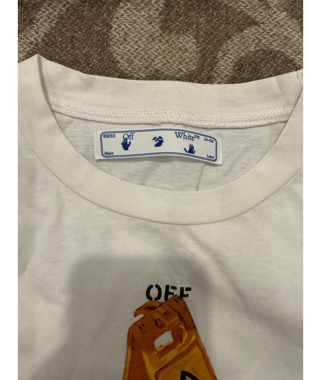 OFF-WHITE Белая хлопковая футболка, фото 5