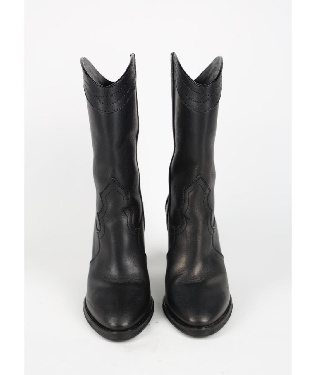 SAINT LAURENT Черные кожаные сапоги, фото 3